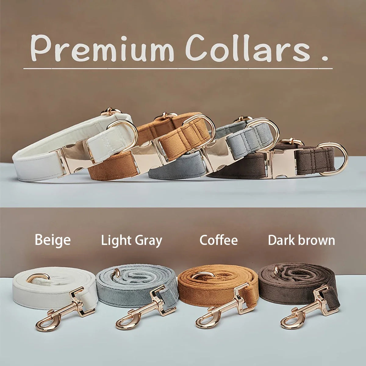 Plush Pet Collar & Leash Set – Soft, Durable Alloy Buckle for Dogs/Cats (XS to L Sizes)