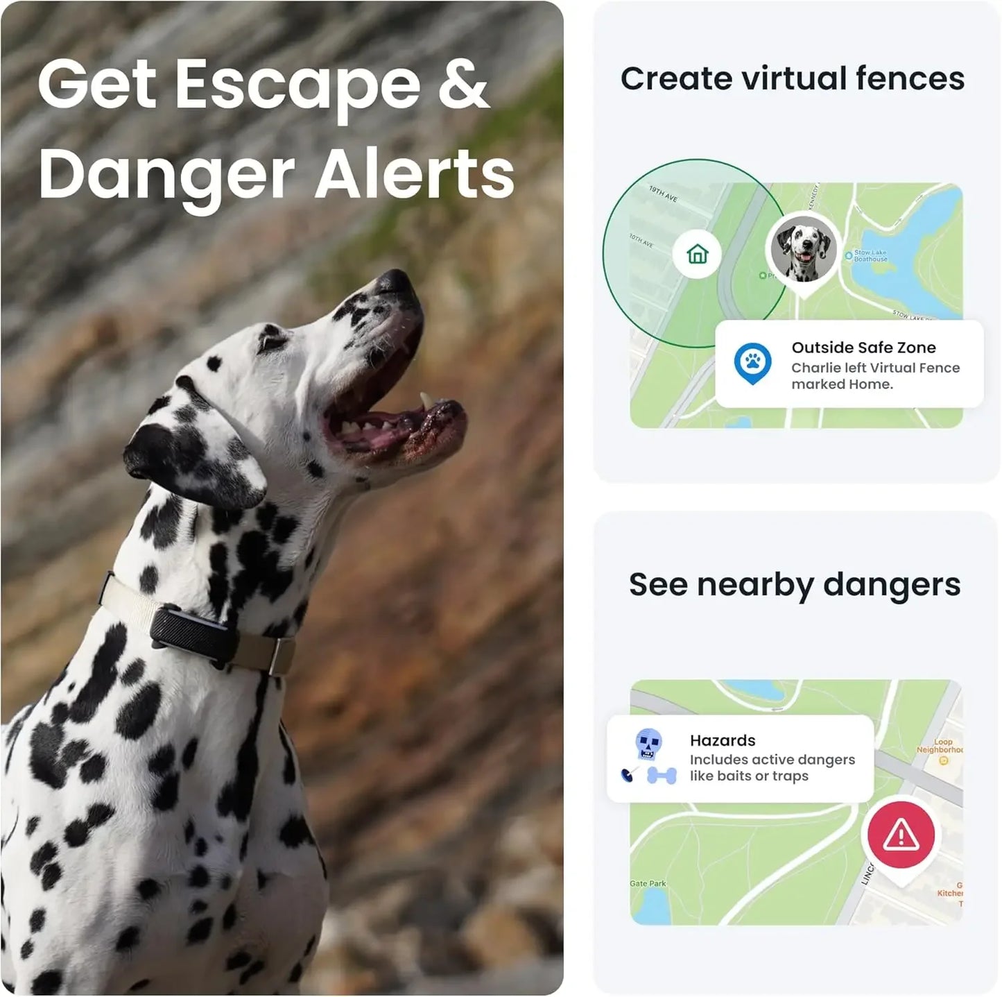 GPS Dog Tracker with Real-Time Updates | Virtual Fences, Bark Monitoring & Waterproof Design