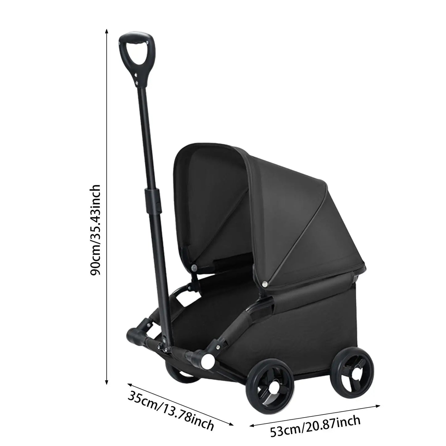 Portable Pet Stroller – 4 Wheels, Sun Protection for Dogs & Cats