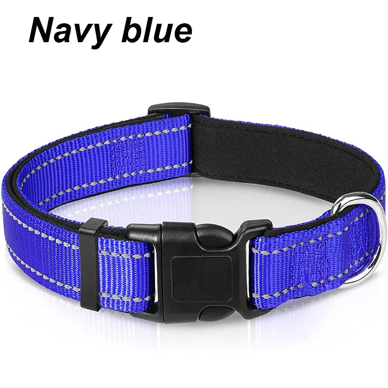 Reflective Dog Collar for Medium & Large Dogs – Adjustable, Soft Neoprene Padded Nylon, Sturdy & Comfortable