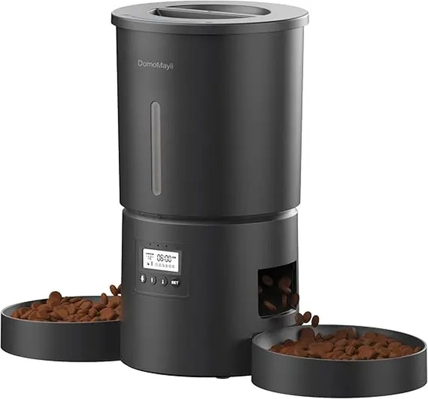 Automatic Dual Cat Feeder for 2 Cats | 6 Meals/Day, 12 Portions/Meal | Smart Pet Food Dispenser with Flexible Schedule