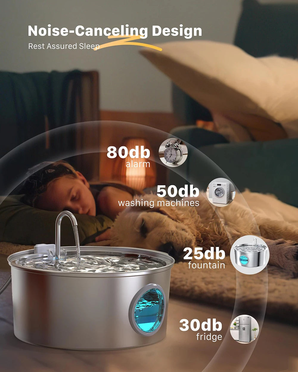 7L Large Capacity Stainless Steel Cat Water Fountain - Automatic Drink Feeder for Dogs and Cats