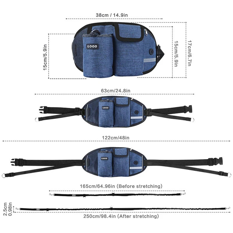 Dog Training Waist Bag – Hands-Free Outdoor Dog Leash & Treat Bag | Waterproof Nylon for Comfortable Dog Walks