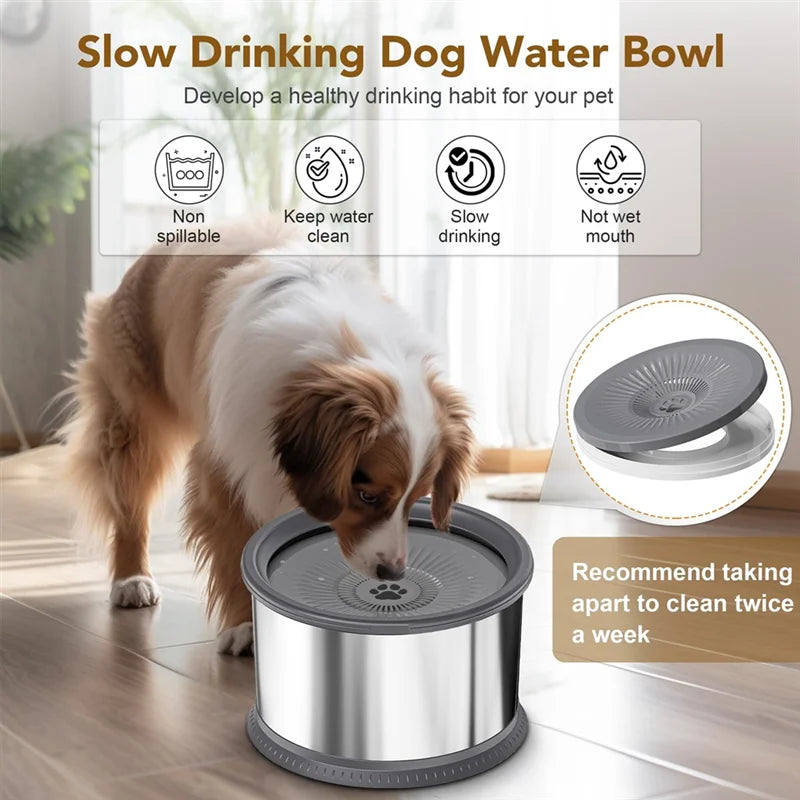 ABRN 6.5L Dog Water Bowl – 1.6 Gallon Spill-Proof Stainless Steel Feeder