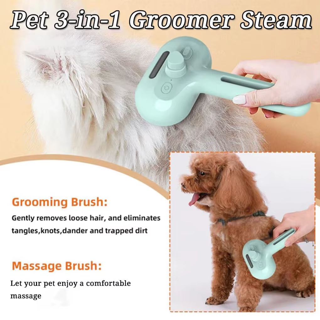 Steam Spray Dog Grooming Brush – Luxury Steam Brush for Dogs & Cats, Anti-Shedding