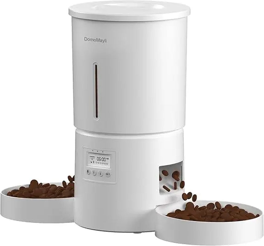 Automatic Dual Cat Feeder for 2 Cats | 6 Meals/Day, 12 Portions/Meal | Smart Pet Food Dispenser with Flexible Schedule