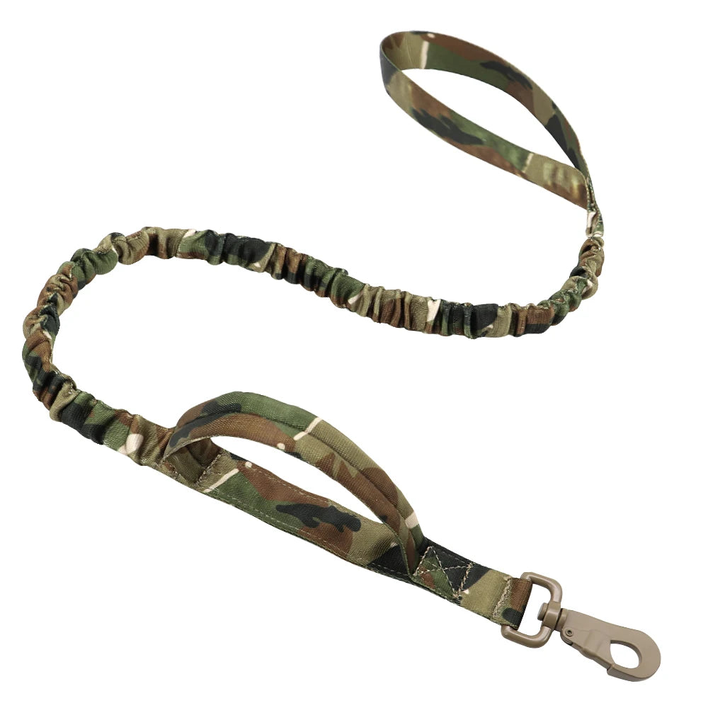 Military Tactical Dog Collar & Bungee Leash Set – Nylon Training Collar for Medium to Large Dogs
