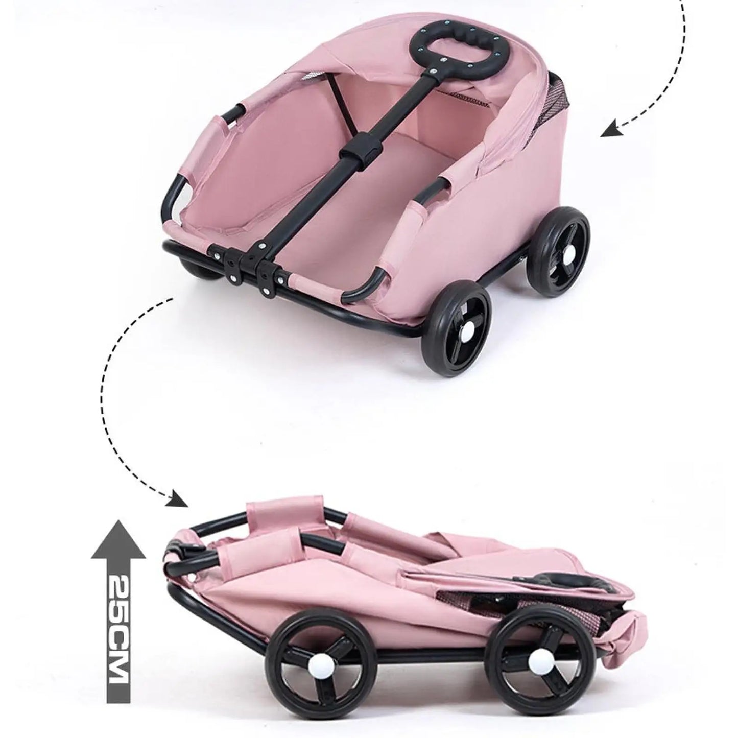 Portable Pet Stroller – 4 Wheels, Sun Protection for Dogs & Cats