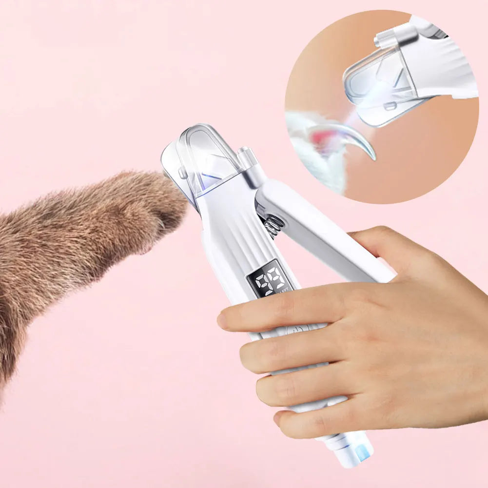 2-in-1 Electric Dog Nail Grinder and Clipper - Rechargeable Pet Nail Trimmer with LED Lights