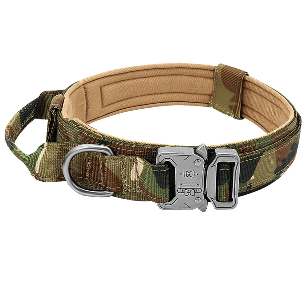 Military Tactical Dog Collar & Bungee Leash Set – Nylon Training Collar for Medium to Large Dogs