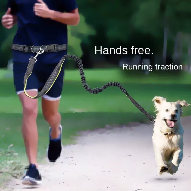Hand-Free Dog Leash for Walking, Running, Jogging – Adjustable Waist Belt & Chest Strap – Traction Rope for Pet Walking