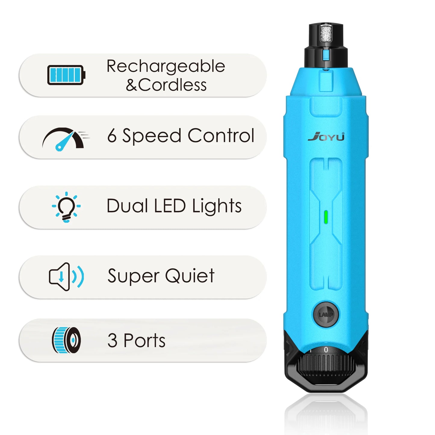 6-Speed Rechargeable Dog Nail Grinder – Quiet & Safe Electric Pet Nail Trimmer for Painless Grooming
