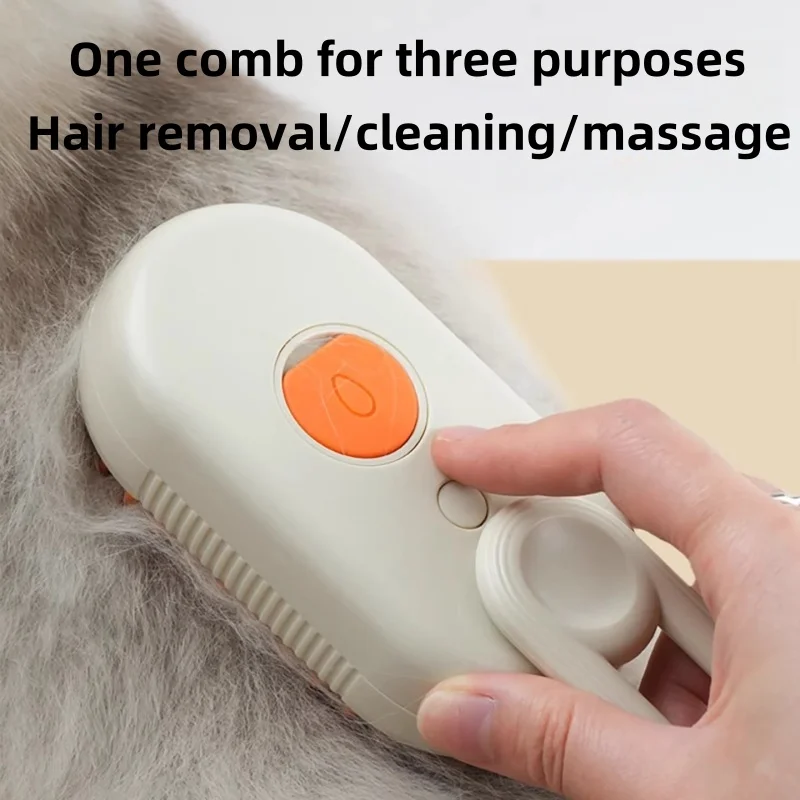 3-in-1 Pet Steam Spray Brush – Massaging, Cleaning & Hair Removal for Dogs & Cats, Rechargeable Silicone Grooming Tool