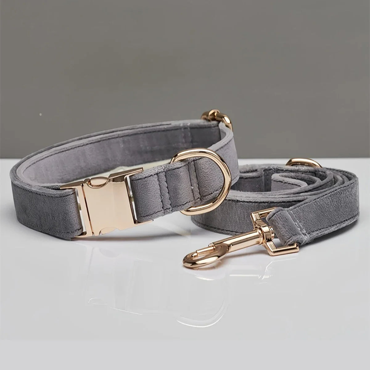 Plush Pet Collar & Leash Set – Soft, Durable Alloy Buckle for Dogs/Cats (XS to L Sizes)