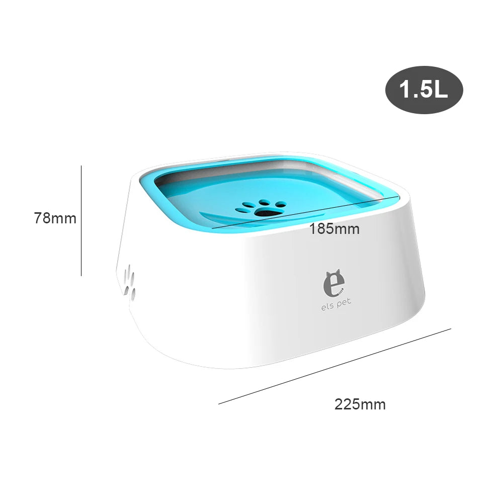 Pet Floating Water Bowl – 1.5L Anti-Spill Slow Drinking Feeder for Dogs & Cats