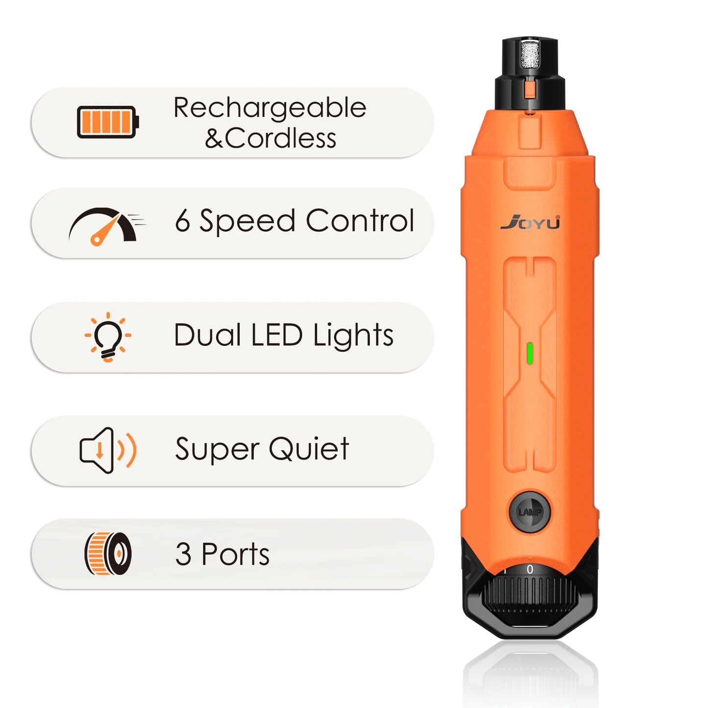 6-Speed Rechargeable Dog Nail Grinder – Quiet & Safe Electric Pet Nail Trimmer for Painless Grooming