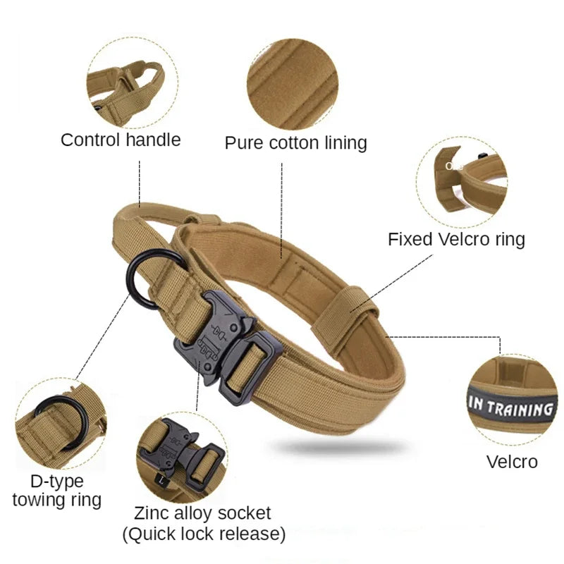 Tactical Dog Collar & Leash Set – Adjustable Military Collar for Medium/Large Dogs