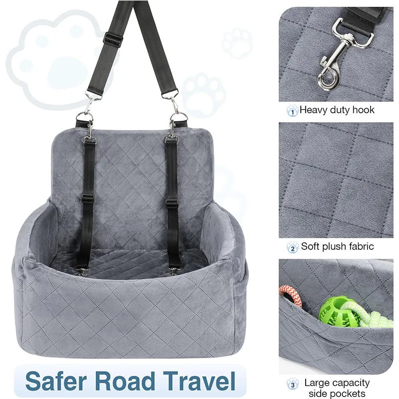 Car Dog Bed & Travel Mat – Front & Rear Safety Seat for Small Dogs & Cats Up to 20lbs