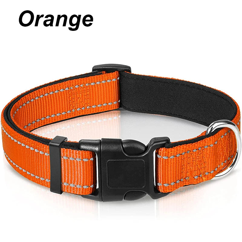 Reflective Dog Collar for Medium & Large Dogs – Adjustable, Soft Neoprene Padded Nylon, Sturdy & Comfortable