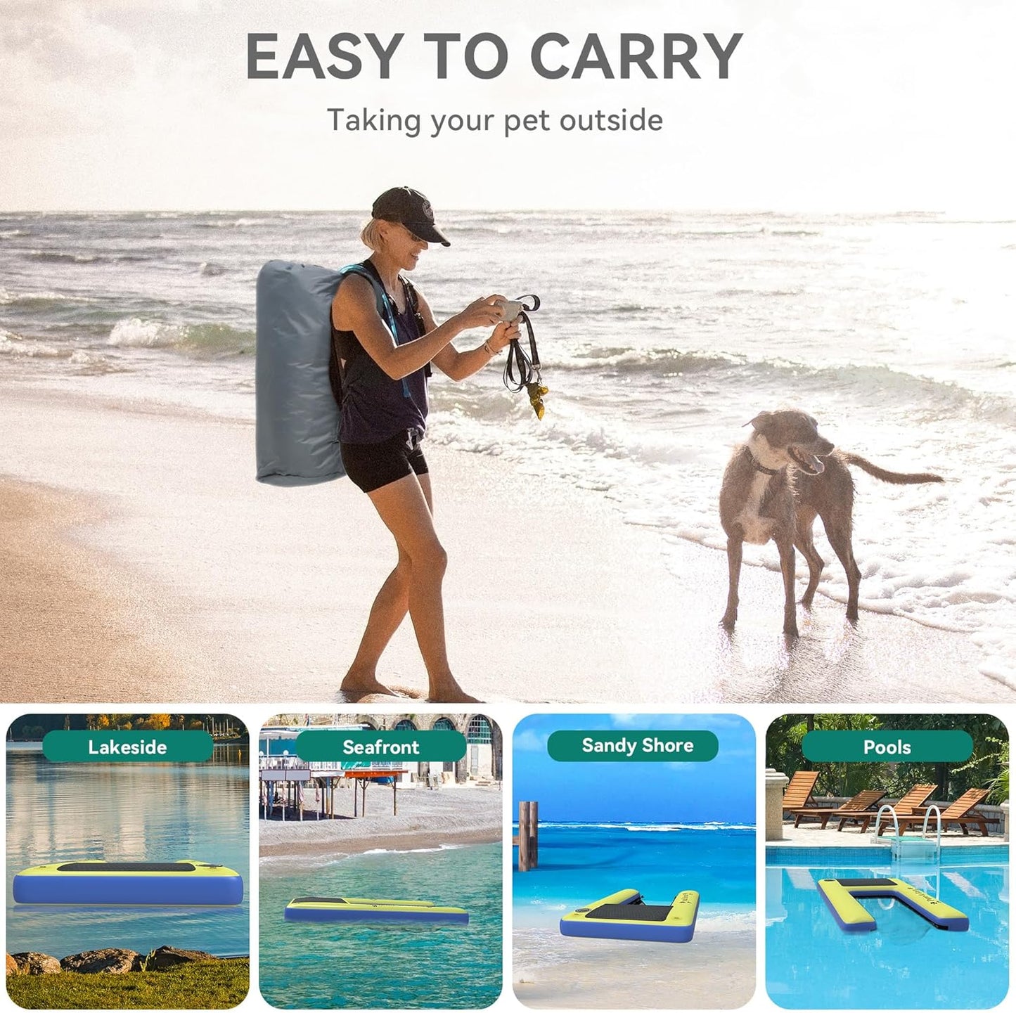 Inflatable Dog Ramp for Boats & Docks – Non-Slip Floating Dog Ramp | Supports Pets Up to 165 lbs