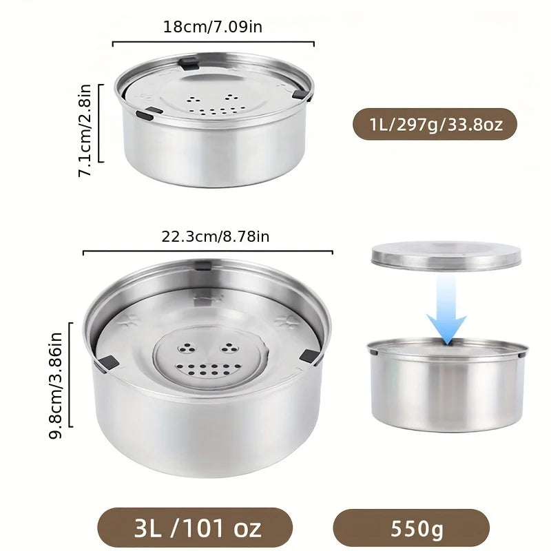 3L Stainless Steel No Spill Water Bowl for Dogs | Non-Slip, Slow Drinking Feeder for Medium & Large Dogs
