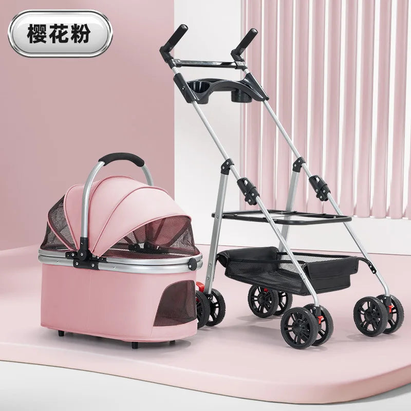 3-In-1 Pet Stroller – Foldable Carrier for Medium Dogs, Puppies & Cats