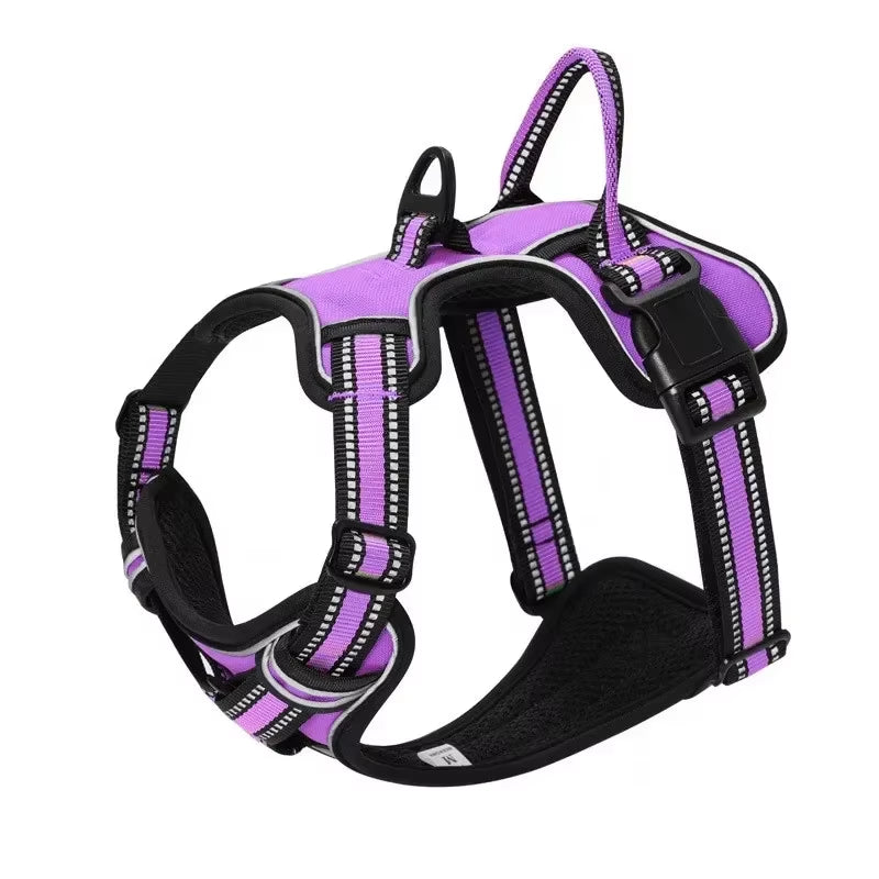 Adjustable Nylon Dog Harness Vest – Reflective, No-Pull Pet Harness for Small to Large Dogs