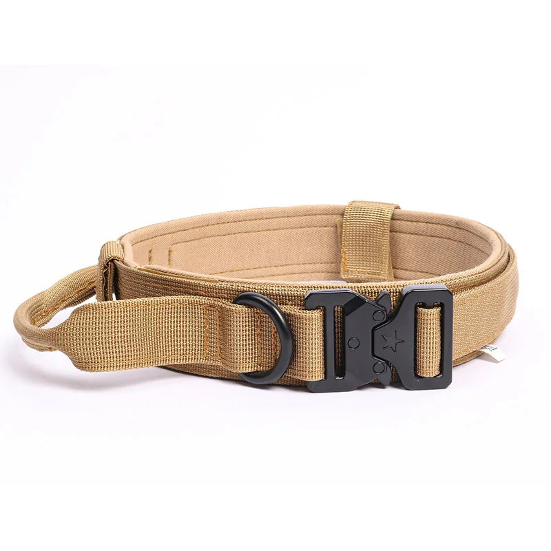 Outdoor Tactical Dog Collar – Adjustable Military Nylon Collar with Traction Rope for Pets