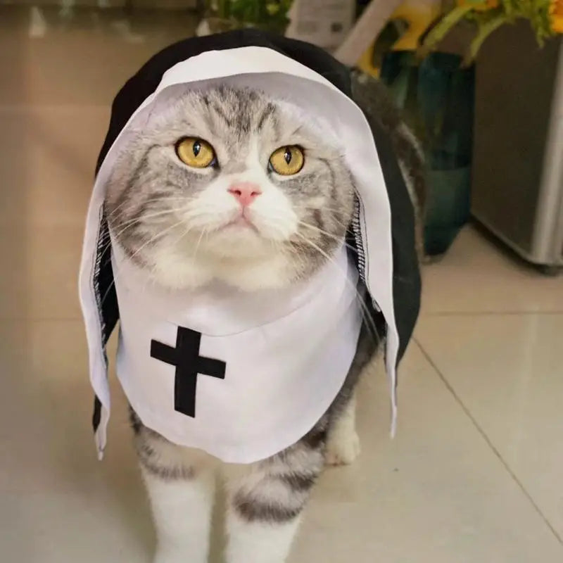 Pet Dog Nun Costume for Halloween – Cute Cosplay Outfit for Small to Medium Dogs & Cats