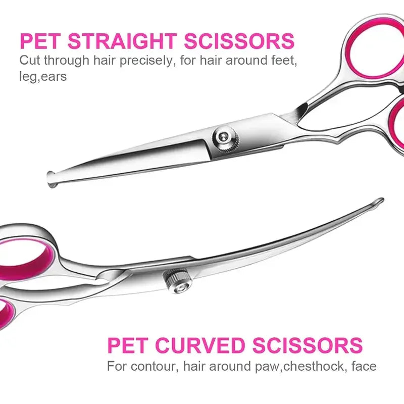 Premium Titanium Coated Dog Grooming Scissors – Professional Kit with Safety Round Tips