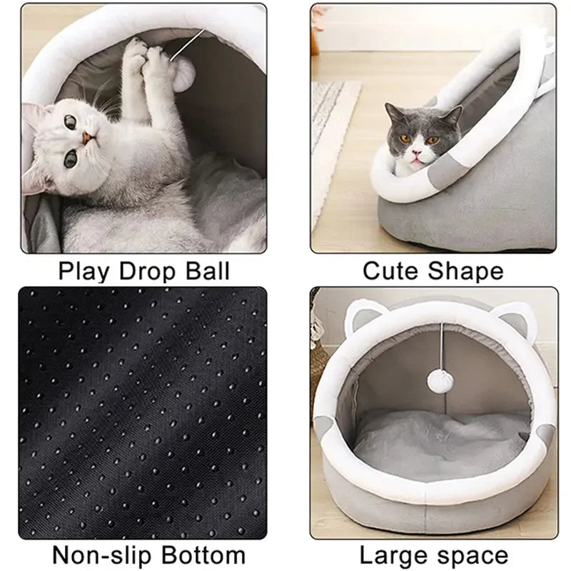 Pet Tent Cave Bed for Cats & Small Dogs – Self-Warming, Foldable & Washable Sleeping Bed