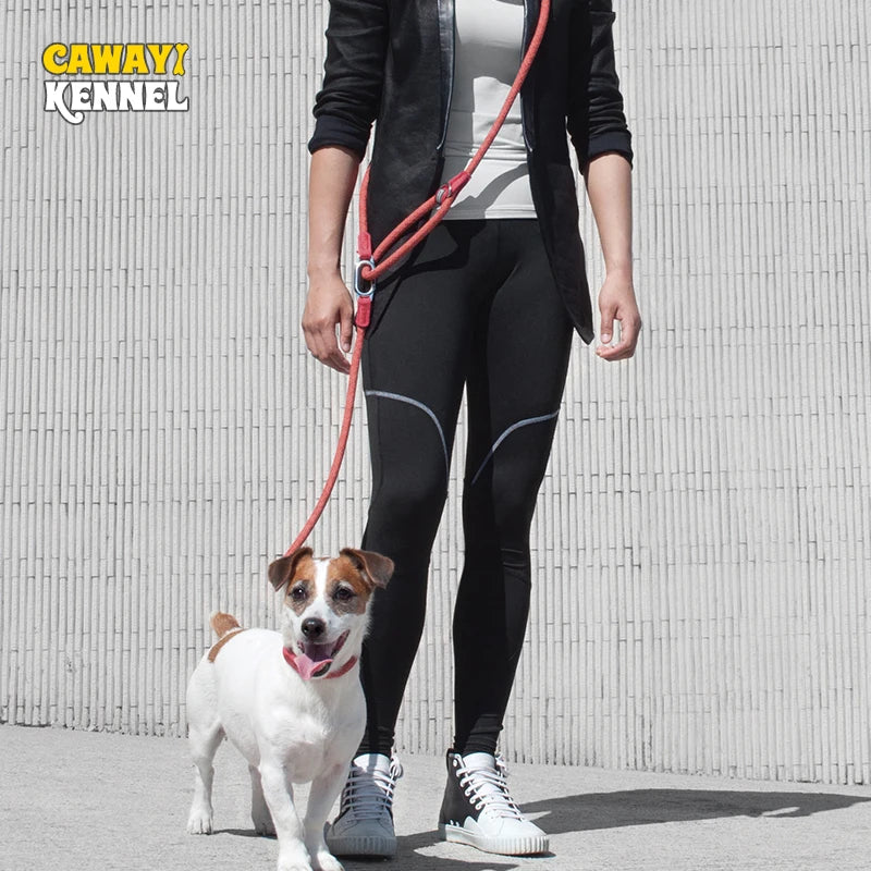 CAWAYI KENNEL Reflective Nylon Dog Leash for Hands-Free Running – Traction Rope Leads for Small to Large Dogs