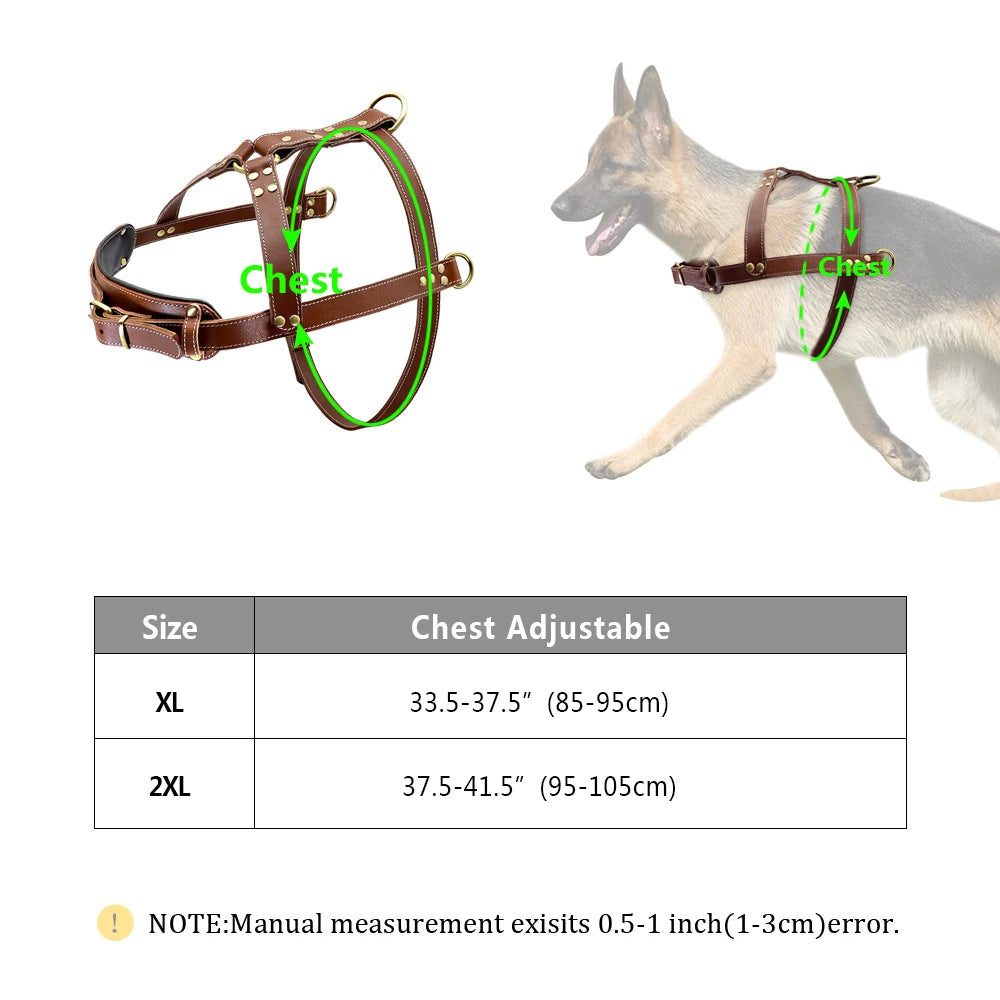Real Leather Dog Harness – Durable Pet Training Harness for Large Dogs | Adjustable & Comfortable for German Shepherds