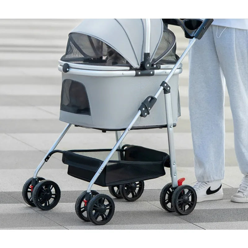 3-In-1 Pet Stroller – Foldable Carrier for Medium Dogs, Puppies & Cats