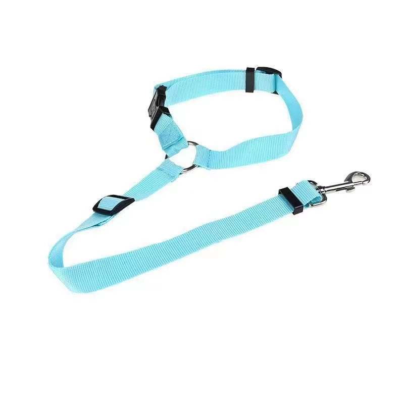 Adjustable Two-In-One Pet Car Seat Belt & Leash - Nylon Lead Harness for Dogs - Pet Safety Belt & Walking Collar