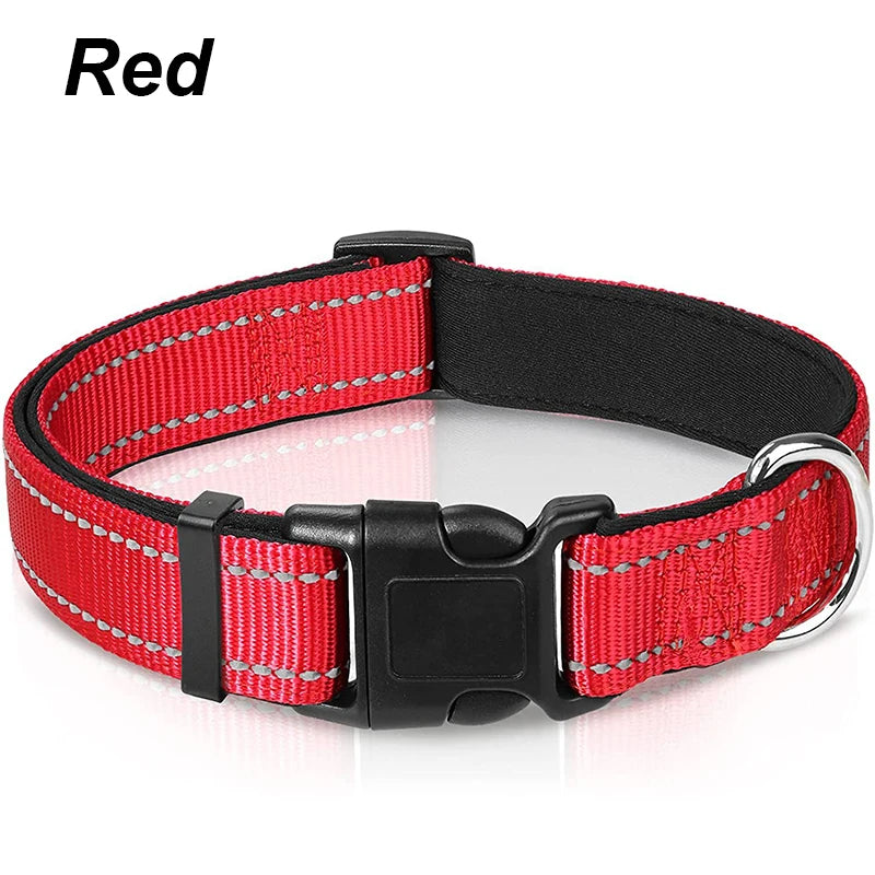 Reflective Dog Collar for Medium & Large Dogs – Adjustable, Soft Neoprene Padded Nylon, Sturdy & Comfortable