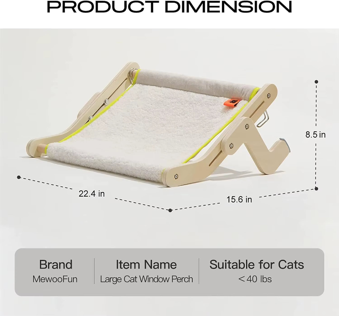 Cat Window Perch Lounge Mount Hammock Window Seat Bed Shelves for Indoor Cats No Drilling No Suction Cup Large Beige