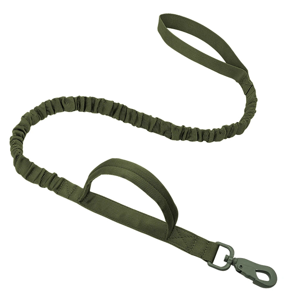 Military Tactical Dog Collar & Bungee Leash Set – Nylon Training Collar for Medium to Large Dogs