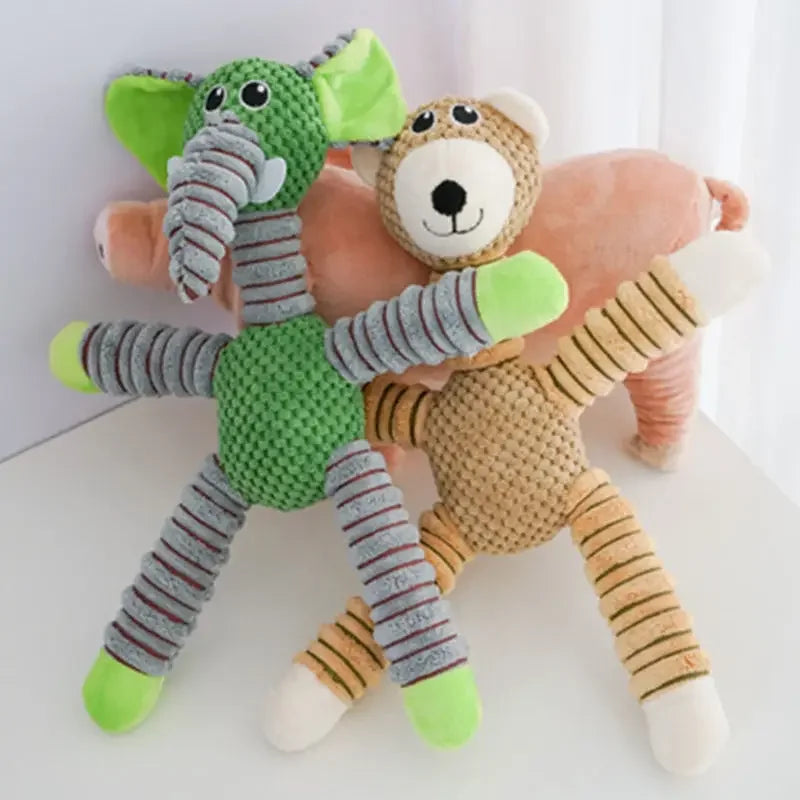 Indestructible Large Dog Squeaky Toy – Plush Animal-Shaped Chew Toy