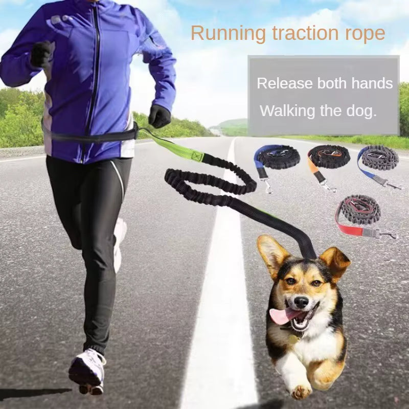 Hand-Free Dog Leash for Walking, Running, Jogging – Adjustable Waist Belt & Chest Strap – Traction Rope for Pet Walking