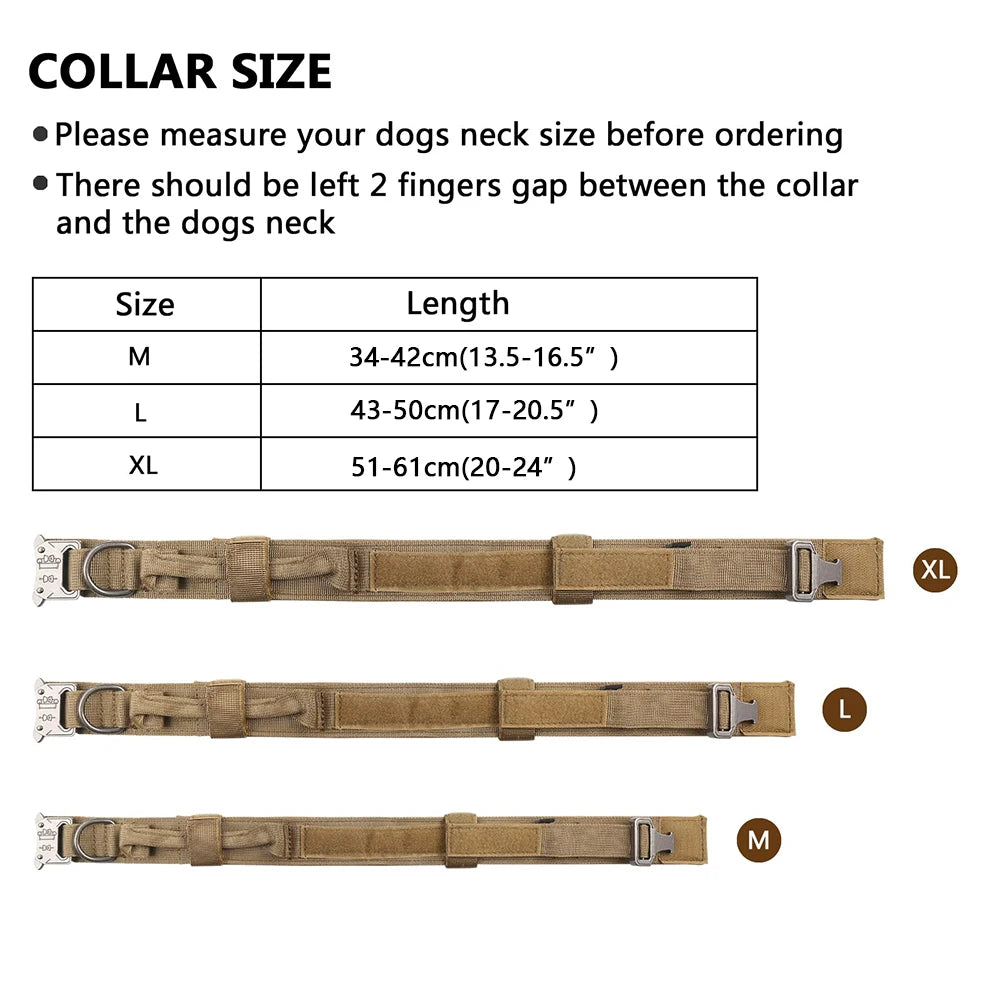 Heavy Duty Tactical Dog Collar & Leash Set – Military Collar with Handle for Medium/Large Dogs