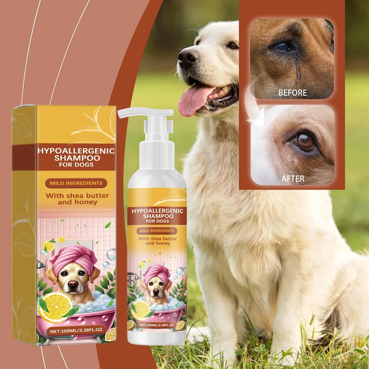 Hypoallergenic Shampoo for Dogs – Gentle, Non-Irritating, Sulfate-Free Shampoo for All Dog Breeds