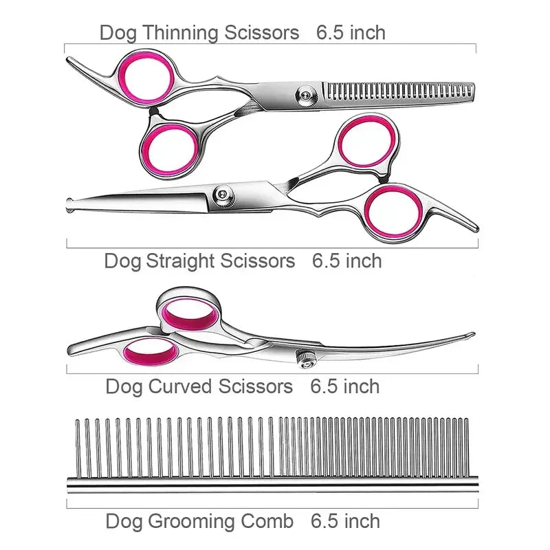 Premium Titanium Coated Dog Grooming Scissors – Professional Kit with Safety Round Tips