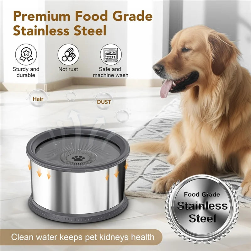 ABRN 6.5L Dog Water Bowl – 1.6 Gallon Spill-Proof Stainless Steel Feeder