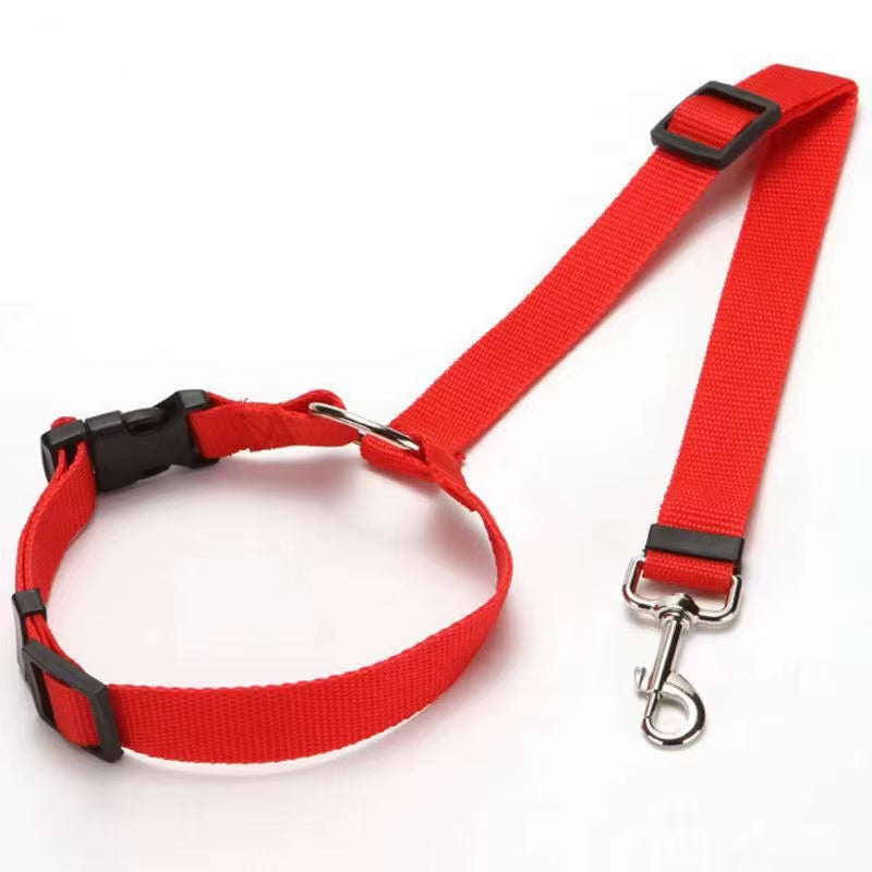 Adjustable Two-In-One Pet Car Seat Belt & Leash - Nylon Lead Harness for Dogs - Pet Safety Belt & Walking Collar