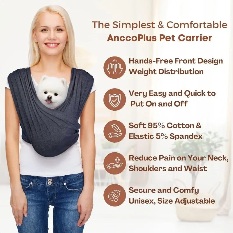 Dog Carrier for Small Dogs – Front Facing Sling Carrier for Hands-Free Travel | Adjustable Soft Cotton Pet Sling