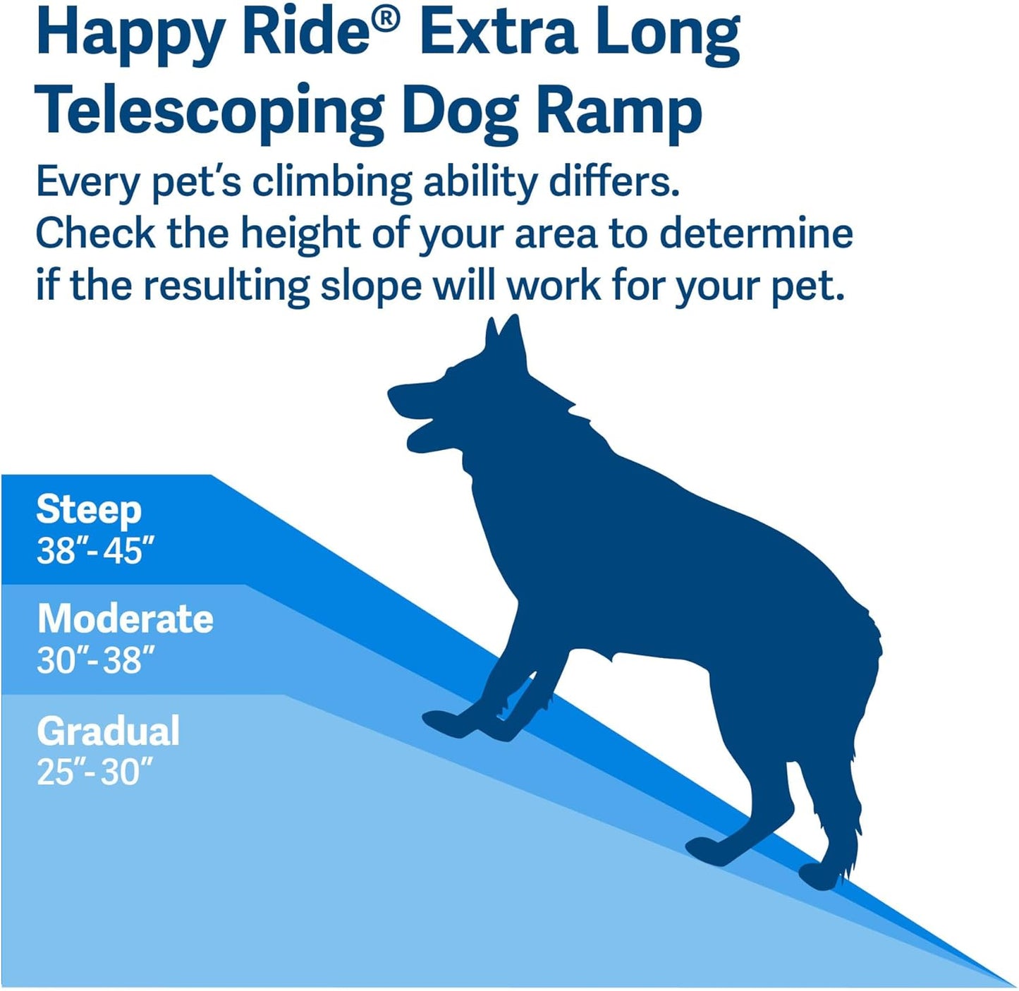 Telescoping Travel Ramp for Dogs – Adjustable & Portable Dog Ramp for SUVs, Trucks, Cars | Supports Pets Up to 300 lbs