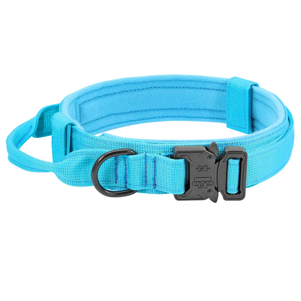 Military Tactical Dog Collar & Bungee Leash Set – Nylon Training Collar for Medium to Large Dogs