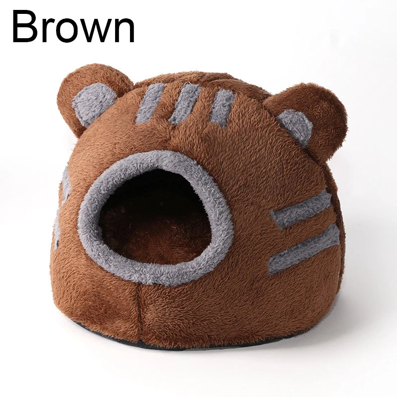 Winter Deep Sleep Comfort Cat Bed with Bear Head Design – Soft, Self-Warming Kitten Bed