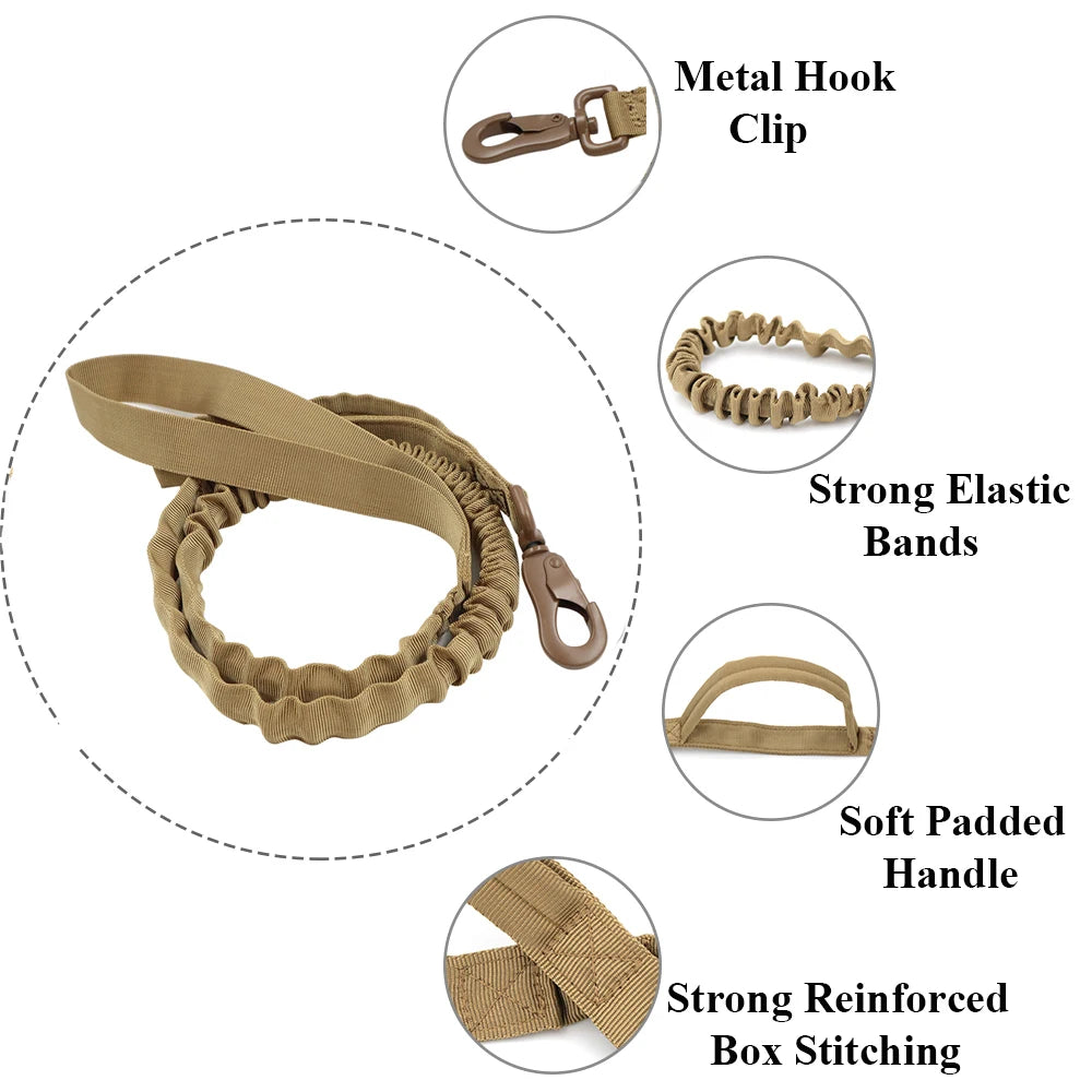 Heavy Duty Tactical Dog Collar & Leash Set – Military Collar with Handle for Medium/Large Dogs